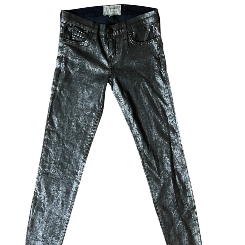 Current Elliott The Stiletto Silver Coated Foil Jeans